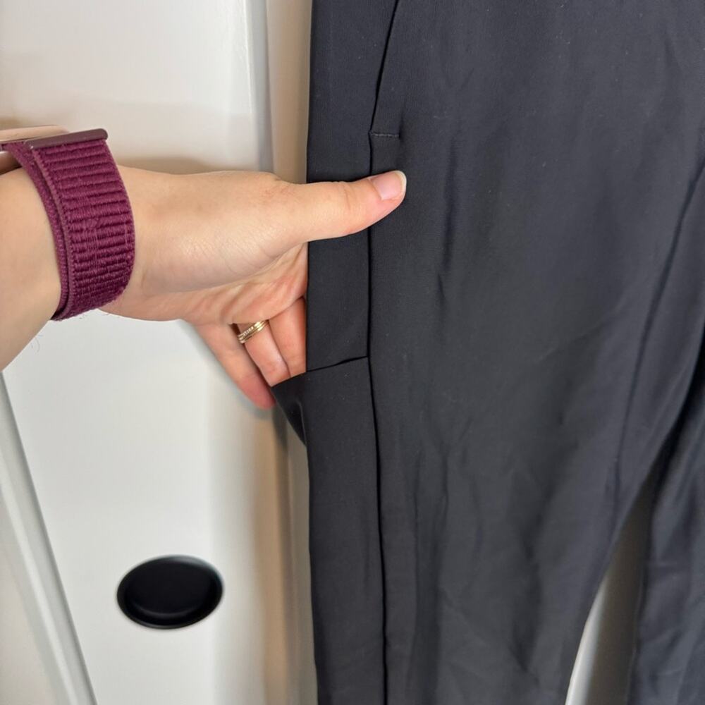 Athleta Stellar Crop Trouser Black Split Hem High Rise Size 10 Tall - Picture 3 of 7